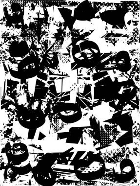 Çizik ve çiziklerle dolu siyah beyaz bir arka plan. Soyut vektör illüstrasyonu.