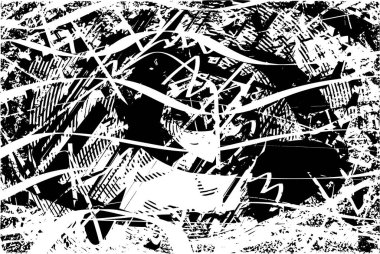 Çizik ve çiziklerle dolu siyah beyaz bir arka plan. Soyut vektör illüstrasyonu.