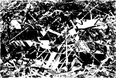 Çizik ve çiziklerle dolu siyah beyaz bir arka plan. Soyut vektör illüstrasyonu.