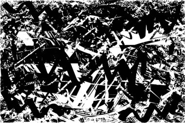 Çizik ve çiziklerle dolu siyah beyaz bir arka plan. Soyut vektör illüstrasyonu.