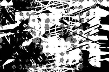 Çizik ve çiziklerle dolu siyah beyaz bir arka plan. Soyut vektör illüstrasyonu.