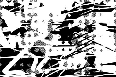 Çizik ve çiziklerle dolu siyah beyaz bir arka plan. Soyut vektör illüstrasyonu.