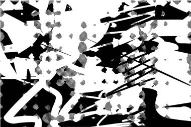 Çizik ve çiziklerle dolu siyah beyaz bir arka plan. Soyut vektör illüstrasyonu.