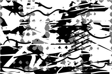 Çizik ve çiziklerle dolu siyah beyaz bir arka plan. Soyut vektör illüstrasyonu.