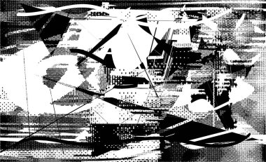 Çizik ve çiziklerle dolu siyah beyaz bir arka plan. Soyut vektör illüstrasyonu.