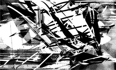 Çizik ve çiziklerle dolu siyah beyaz bir arka plan. Soyut vektör illüstrasyonu.