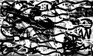 Çizik ve çiziklerle dolu siyah beyaz bir arka plan. Soyut vektör illüstrasyonu.