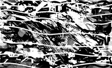 Çizik ve çiziklerle dolu siyah beyaz bir arka plan. Soyut vektör illüstrasyonu.