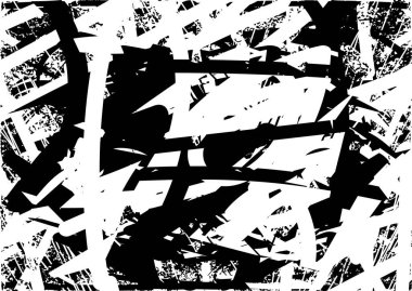 Çizik ve çiziklerle dolu siyah beyaz bir arka plan. Soyut vektör illüstrasyonu.