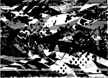 Çizik ve çiziklerle dolu siyah beyaz bir arka plan. Soyut vektör illüstrasyonu.