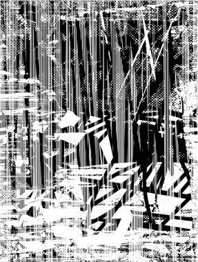 Çizik ve çiziklerle dolu siyah beyaz bir arka plan. Soyut vektör illüstrasyonu.