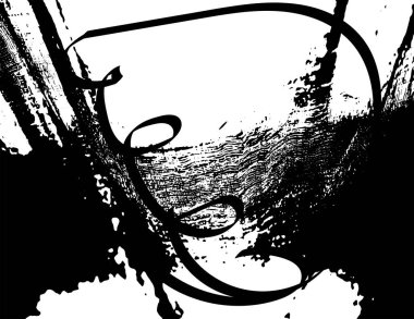 Çizik ve çiziklerle dolu siyah beyaz bir arka plan. Soyut vektör illüstrasyonu.