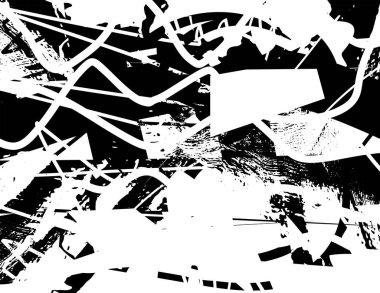 Çizik ve çiziklerle dolu siyah beyaz bir arka plan. Soyut vektör illüstrasyonu.