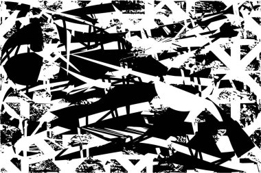 Çizik ve çiziklerle dolu siyah beyaz bir arka plan. Soyut vektör illüstrasyonu.