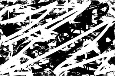 Çizik ve çiziklerle dolu siyah beyaz bir arka plan. Soyut vektör illüstrasyonu.