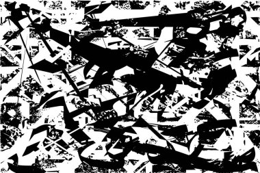 Çizik ve çiziklerle dolu siyah beyaz bir arka plan. Soyut vektör illüstrasyonu.