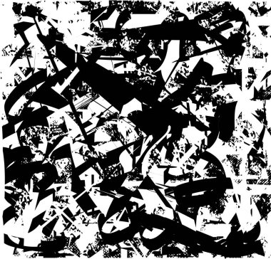 Çizik ve çiziklerle dolu siyah beyaz bir arka plan. Soyut vektör illüstrasyonu.