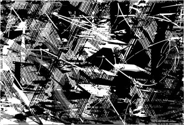 Çizik ve çiziklerle dolu siyah beyaz bir arka plan. Soyut vektör illüstrasyonu.