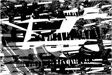 Çizik ve çiziklerle dolu siyah beyaz bir arka plan. Soyut vektör illüstrasyonu.