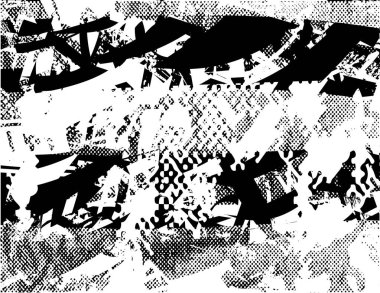 Çizik ve çiziklerle dolu siyah beyaz bir arka plan. Soyut vektör illüstrasyonu.