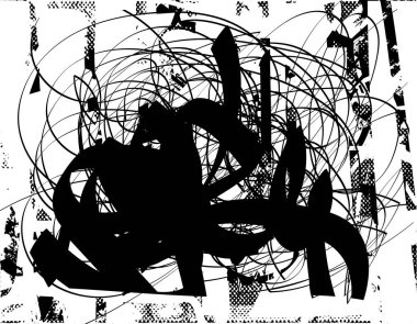 Çizik ve çiziklerle dolu siyah beyaz bir arka plan. Soyut vektör illüstrasyonu.