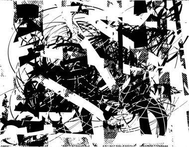 Çizik ve çiziklerle dolu siyah beyaz bir arka plan. Soyut vektör illüstrasyonu.