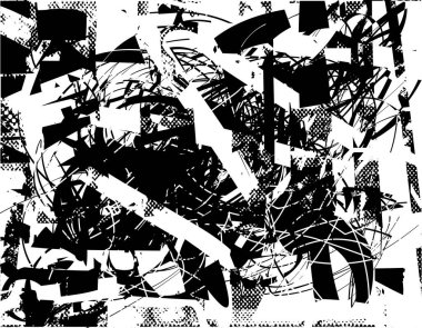 Çizik ve çiziklerle dolu siyah beyaz bir arka plan. Soyut vektör illüstrasyonu.