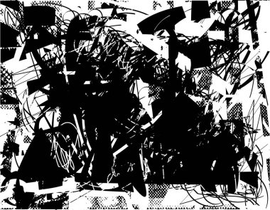 Çizik ve çiziklerle dolu siyah beyaz bir arka plan. Soyut vektör illüstrasyonu.