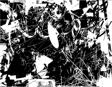 Çizik ve çiziklerle dolu siyah beyaz bir arka plan. Soyut vektör illüstrasyonu.