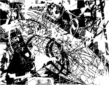 Çizik ve çiziklerle dolu siyah beyaz bir arka plan. Soyut vektör illüstrasyonu.