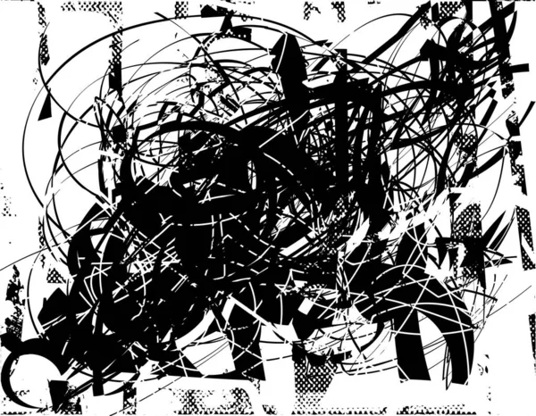 Çizik ve çiziklerle dolu siyah beyaz bir arka plan. Soyut vektör illüstrasyonu.