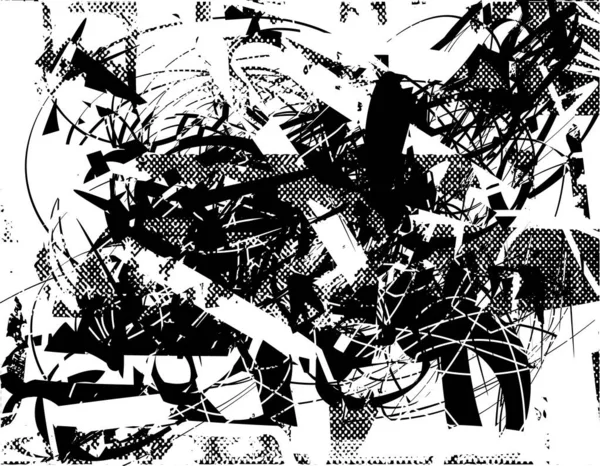 Çizik ve çiziklerle dolu siyah beyaz bir arka plan. Soyut vektör illüstrasyonu.