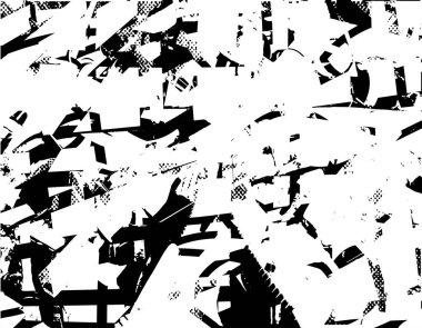 Çizik ve çiziklerle dolu siyah beyaz bir arka plan. Soyut vektör illüstrasyonu.