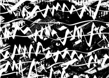 Çizik ve çiziklerle dolu siyah beyaz bir arka plan. Soyut vektör illüstrasyonu.