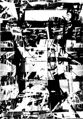 Çizik ve çiziklerle dolu siyah beyaz bir arka plan. Soyut vektör illüstrasyonu.