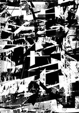 Çizik ve çiziklerle dolu siyah beyaz bir arka plan. Soyut vektör illüstrasyonu.