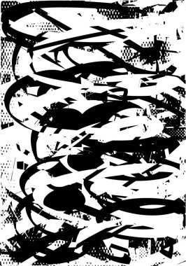 Çizik ve çiziklerle dolu siyah beyaz bir arka plan. Soyut vektör illüstrasyonu.