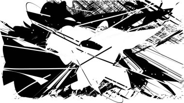 Çizik ve çiziklerle dolu siyah beyaz bir arka plan. Soyut vektör illüstrasyonu.