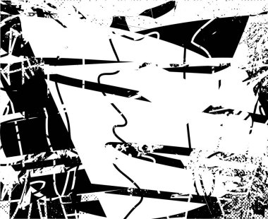 Çizik ve çiziklerle dolu siyah beyaz bir arka plan. Soyut vektör illüstrasyonu.