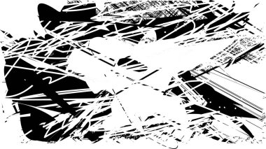 Çizik ve çiziklerle dolu siyah beyaz bir arka plan. Soyut vektör illüstrasyonu.