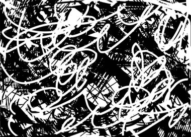 Çizik ve çiziklerle dolu siyah beyaz bir arka plan. Soyut vektör illüstrasyonu.