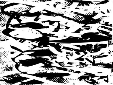 Çizik ve çiziklerle dolu siyah beyaz bir arka plan. Soyut vektör illüstrasyonu.