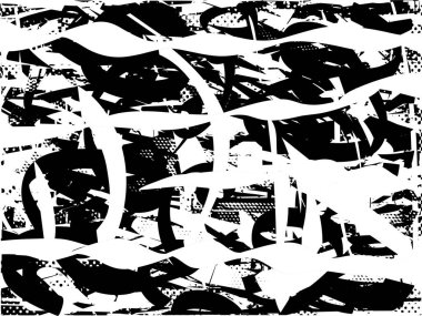 Çizik ve çiziklerle dolu siyah beyaz bir arka plan. Soyut vektör illüstrasyonu.