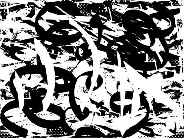 Çizik ve çiziklerle dolu siyah beyaz bir arka plan. Soyut vektör illüstrasyonu.