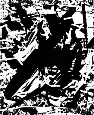 Çizik ve çiziklerle dolu siyah beyaz bir arka plan. Soyut vektör illüstrasyonu.