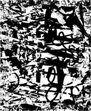 Çizik ve çiziklerle dolu siyah beyaz bir arka plan. Soyut vektör illüstrasyonu.