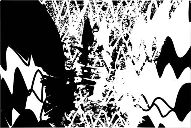 Çizik ve çiziklerle dolu siyah beyaz bir arka plan. Soyut vektör illüstrasyonu.