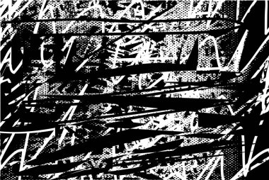 Çizik ve çiziklerle dolu siyah beyaz bir arka plan. Soyut vektör illüstrasyonu.