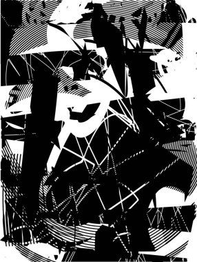 Çizik ve çiziklerle dolu siyah beyaz bir arka plan. Soyut vektör illüstrasyonu.