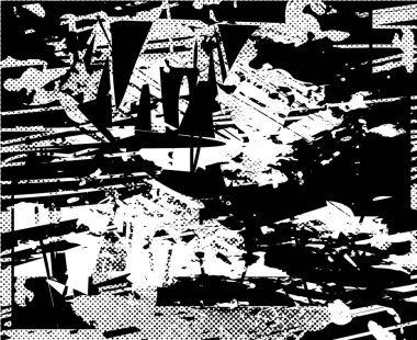 Çizik ve çiziklerle dolu siyah beyaz bir arka plan. Soyut vektör illüstrasyonu.